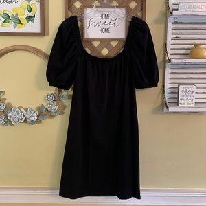 Elegant Black Puff Sleeve Dress